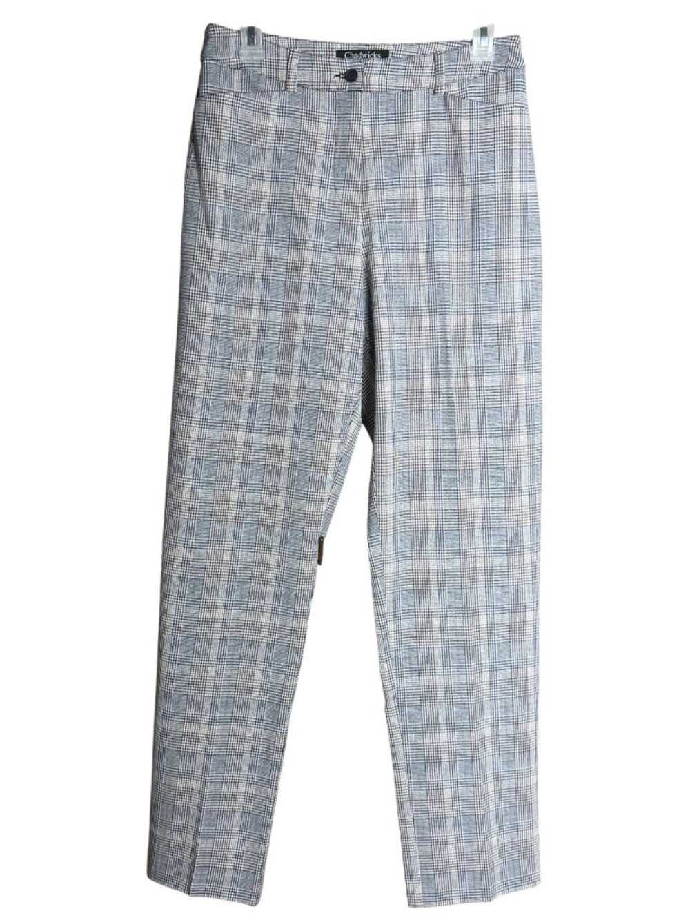 Chadwicks Mini Plaid Trousers Preppy Gray Pants Layering Capsule Stretch Wom 8